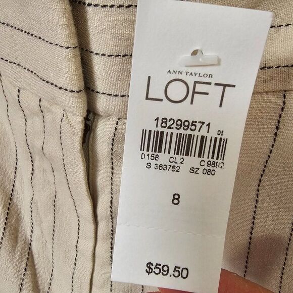 NWT LOFT MARISA LINEN BLEND STRIPED SOFT PANTS SIZE 8 WOMENS - Picture 11 of 15